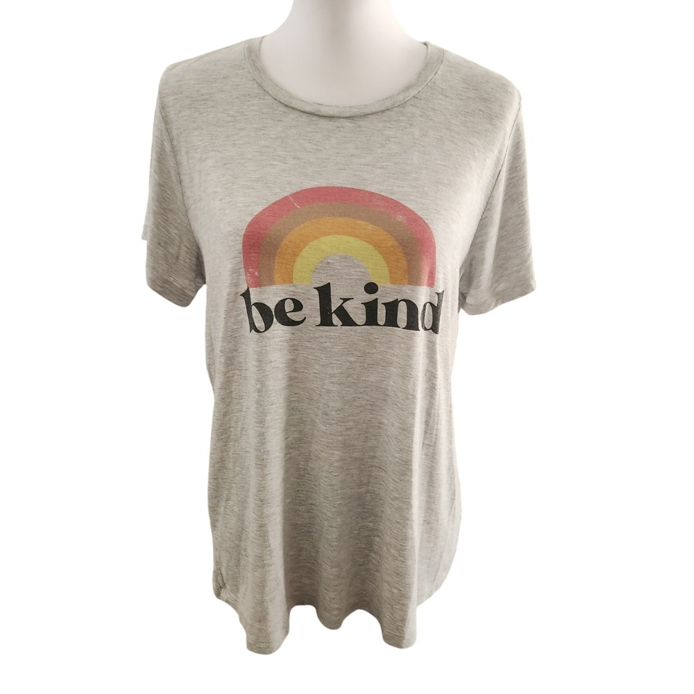 Knox Rose Womens Gray Be Kind Rainbow Graphic T Shirt Size XL